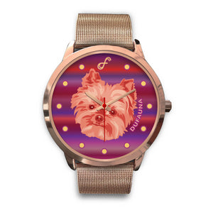 Pink/Purple Yorkie Face Rose Gold Watch FR0503