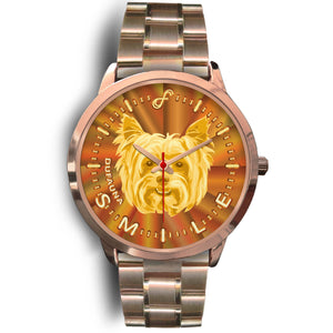 Yellow/Brown Yorkie Smile Rose Gold Watch SR0503