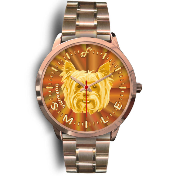 Yellow/Brown Yorkie Smile Rose Gold Watch SR0503
