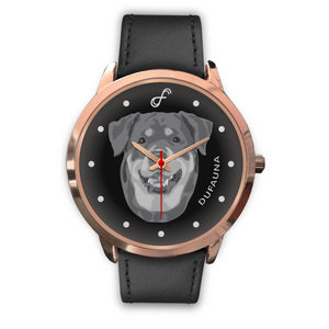 Grey/Black Rottweiler Face Rose Gold Watch FR0112