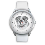 Grey/White English Bulldog Face Steel Watch FS0207