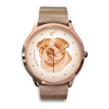 Beige English Bulldog Face Rose Gold Watch FR0407