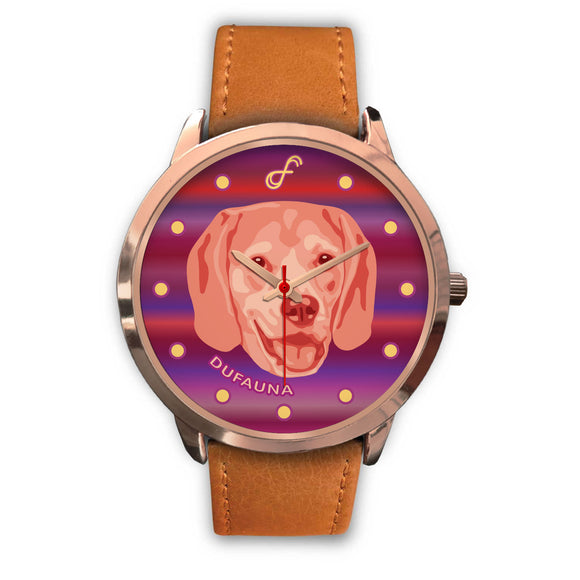 Pink/Purple Beagle Face Rose Gold Watch FR0504