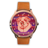 Pink/Purple English Bulldog Face Rose Gold Watch FR0507