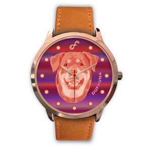Pink/Purple Rottweiler Face Rose Gold Watch FR0512