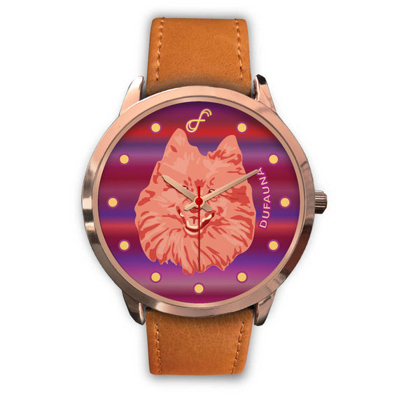 Pink/Purple Pomeranian Face Rose Gold Watch FR0515