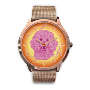 Pink/Orange Poodle Face Rose Gold Watch FR0810