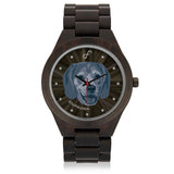 Blue/Dark Brown Beagle Face Wood Watch FW0604