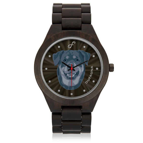 Blue/Dark Brown Rottweiler Face Wood Watch FW0612