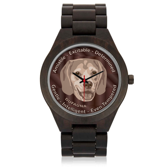 Beige/Darkred Beagle Character Wood Watch CW0304
