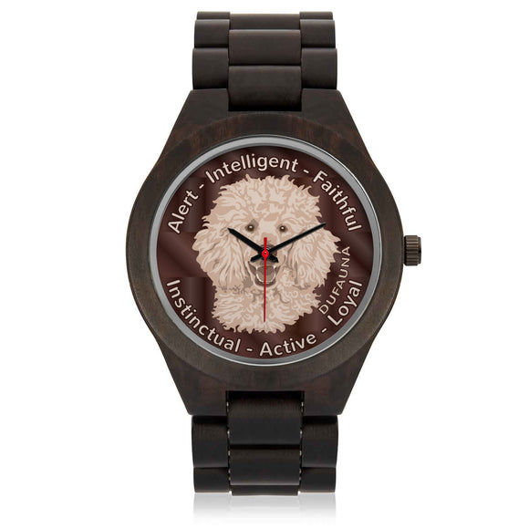 Beige/Darkred Poodle Character Wood Watch CW0310