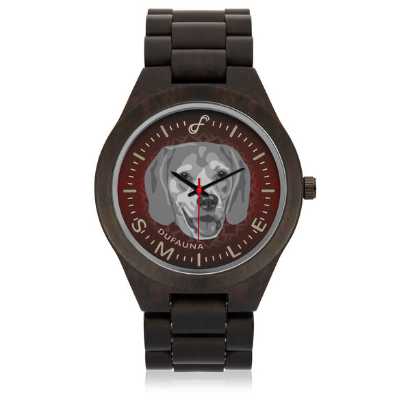 Grey/Dark Red Beagle Smile Wood Watch SW0604