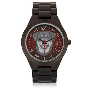 Grey/Dark Red Rottweiler Smile Wood Watch SW0612