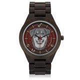 Grey/Dark Red Rottweiler Smile Wood Watch SW0612