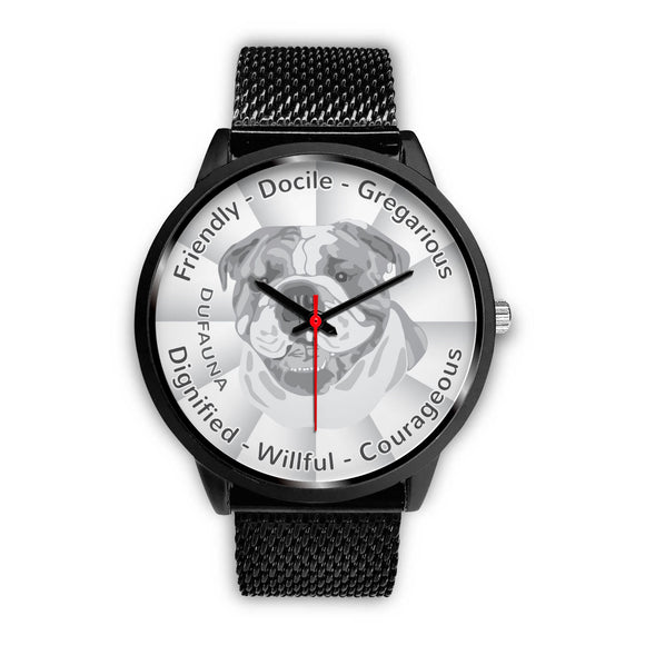 Grey/White English Bulldog Character Black Watch CB0107