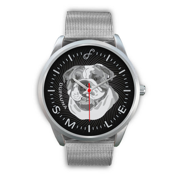 Grey/Black English Bulldog Smile Black Watch SB0107