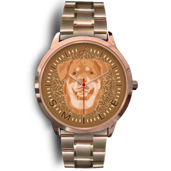 Beige Rottweiler Smile Rose Gold Watch SR0312