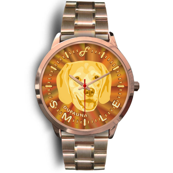 Yellow/Brown Beagle Smile Rose Gold Watch SR0504