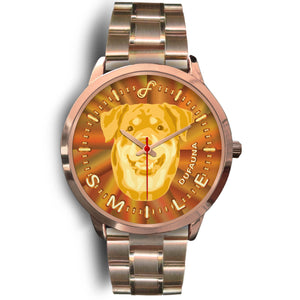 Yellow/Brown Rottweiler Smile Rose Gold Watch SR0512