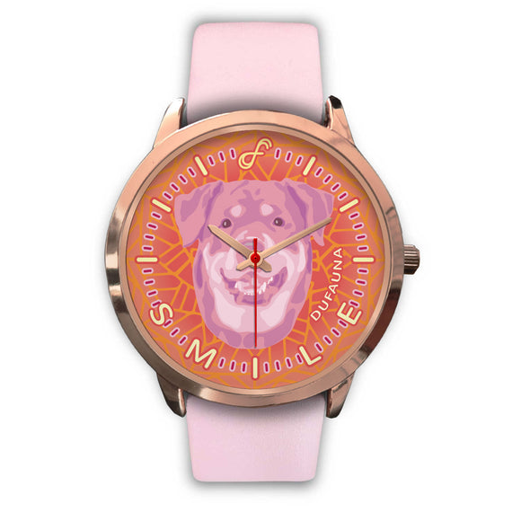 Pink Rottweiler Smile Rose Gold Watch SR0712