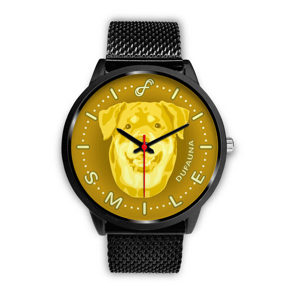 Yellow Rottweiler Smile Black Watch SB1112