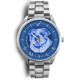 Blue English Bulldog Smile Steel Watch SS1007