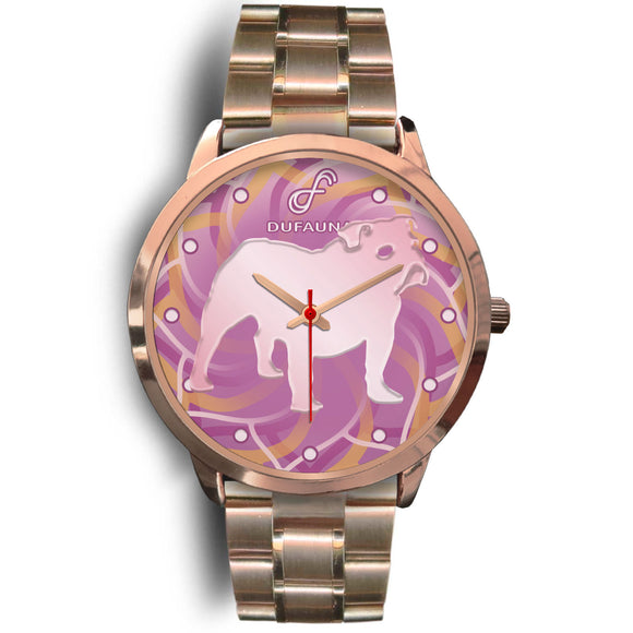 Pink English Bulldog Body Silhouette Rose Gold Watch BR0307