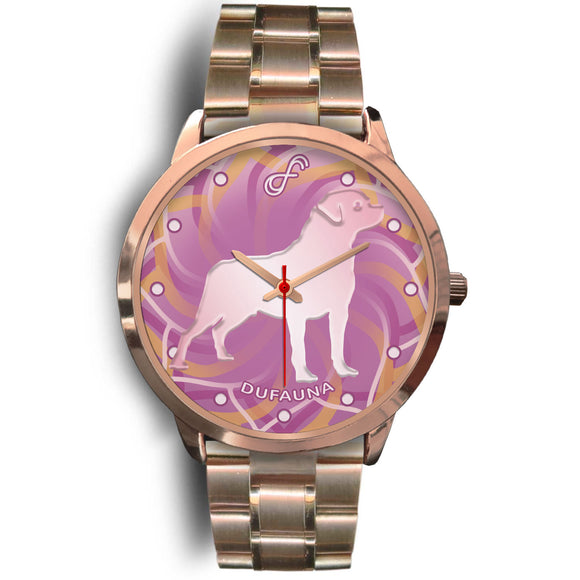 Pink Rottweiler Body Silhouette Rose Gold Watch BR0312