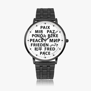 PEACE watch 24 languages - black letters on white