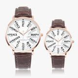PEACE wrist watch in 24 languages with countries - white/black letters