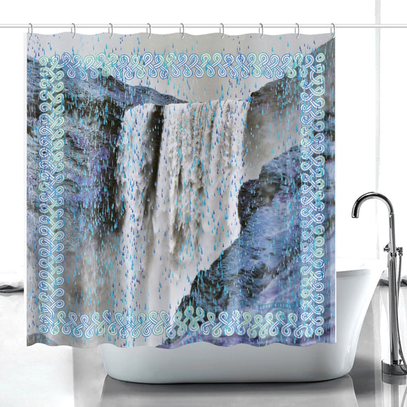 Flokis waterfall blue shower curtain