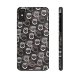 D23 Black Grey Pug iPhone Tough Case 11, 11Pro, 11Pro Max, X, XS, XR, XS MAX, 8, 7, 6 Impact Resistant