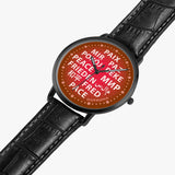 PEACE watch 24 languages - white letters on pink