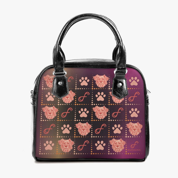 Yellow-Pink Dog Dufauna Casual Leather Saddle Bag