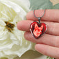 Red Corgi Profile Dark Heart Necklace D22