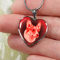 Red Corgi Profile Dark Heart Necklace D22