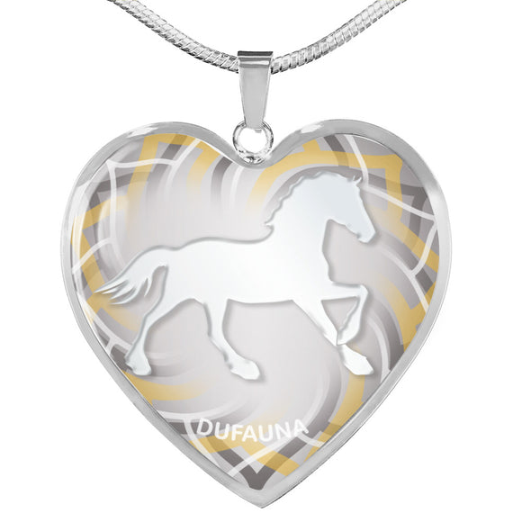 White Horse Silhouette Heart Necklace D17