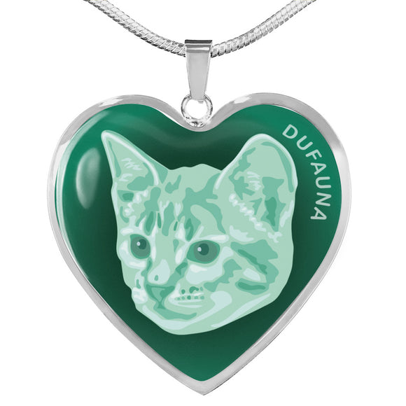 Mint Cat Profile Dark Heart Necklace D22