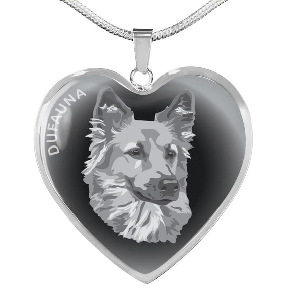 Grey Dog Profile Dark Heart Necklace D22
