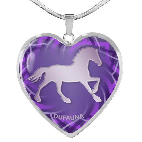 Purple Horse Silhouette Heart Necklace D17