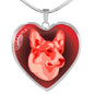 Red Corgi Profile Dark Heart Necklace D22