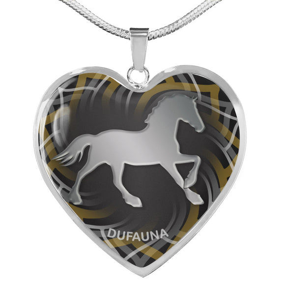 Black Horse Silhouette Heart Necklace D17