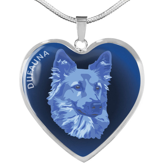 Blue Dog Profile Dark Heart Necklace D22