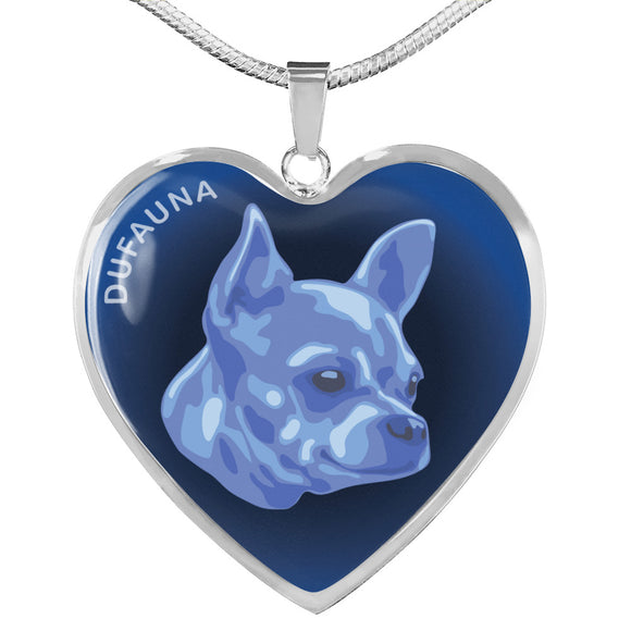 Blue Chihuahua Profile Dark Heart Necklace D22