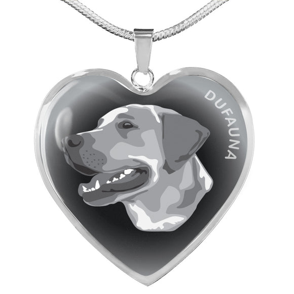 Grey Labrador Profile Dark Heart Necklace D22