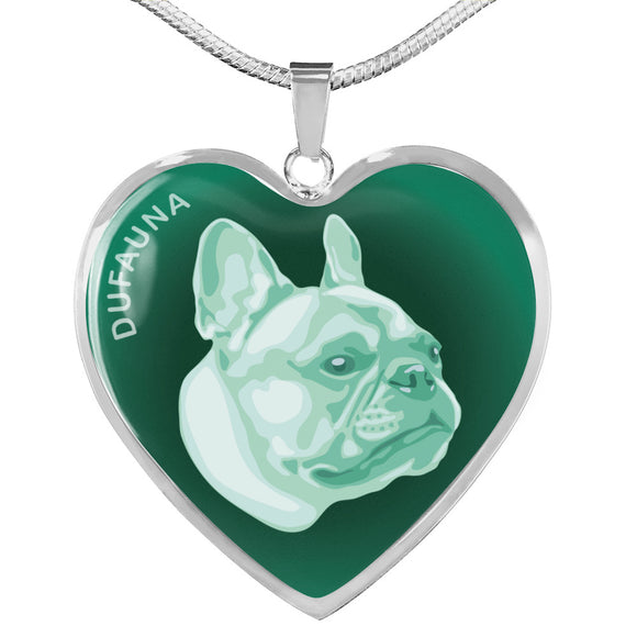 Mint French Bulldog Profile Dark Heart Necklace D22
