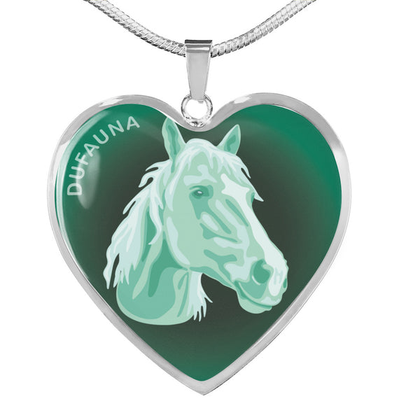 Mint Horse Profile Dark Heart Necklace D22