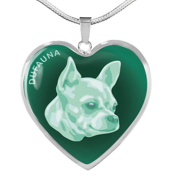 Mint Chihuahua Profile Dark Heart Necklace D22