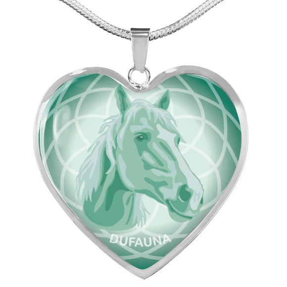 Mint Horse Profile Heart Necklace D21