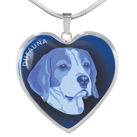 Blue Beagle Profile Dark Heart Necklace D22